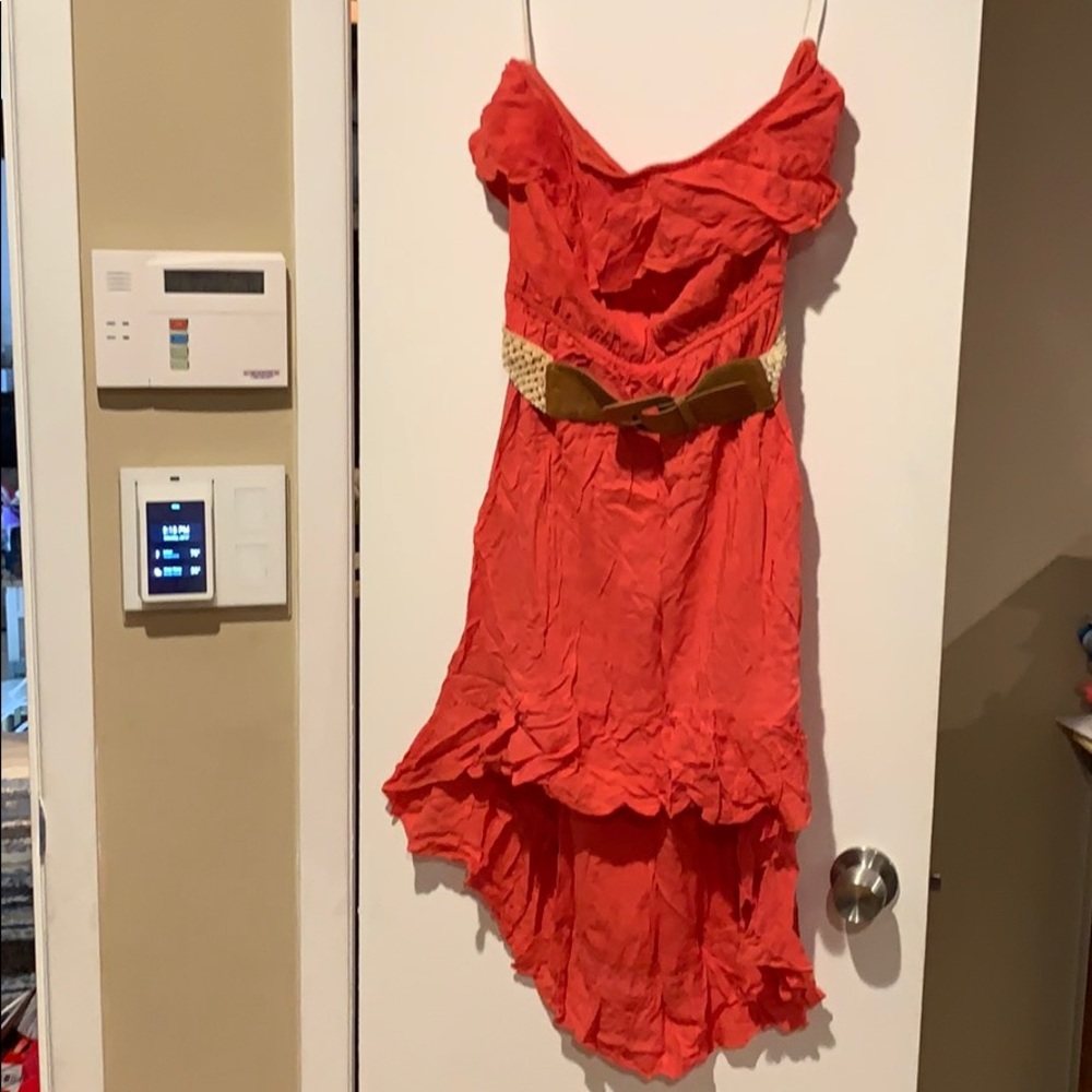 Peach colored strapless Hilo dress